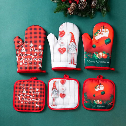 2Pcs/set Christmas Heat Insulation Oven Gloves