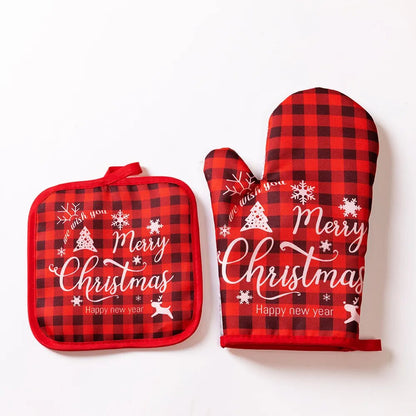 2Pcs/set Christmas Heat Insulation Oven Gloves