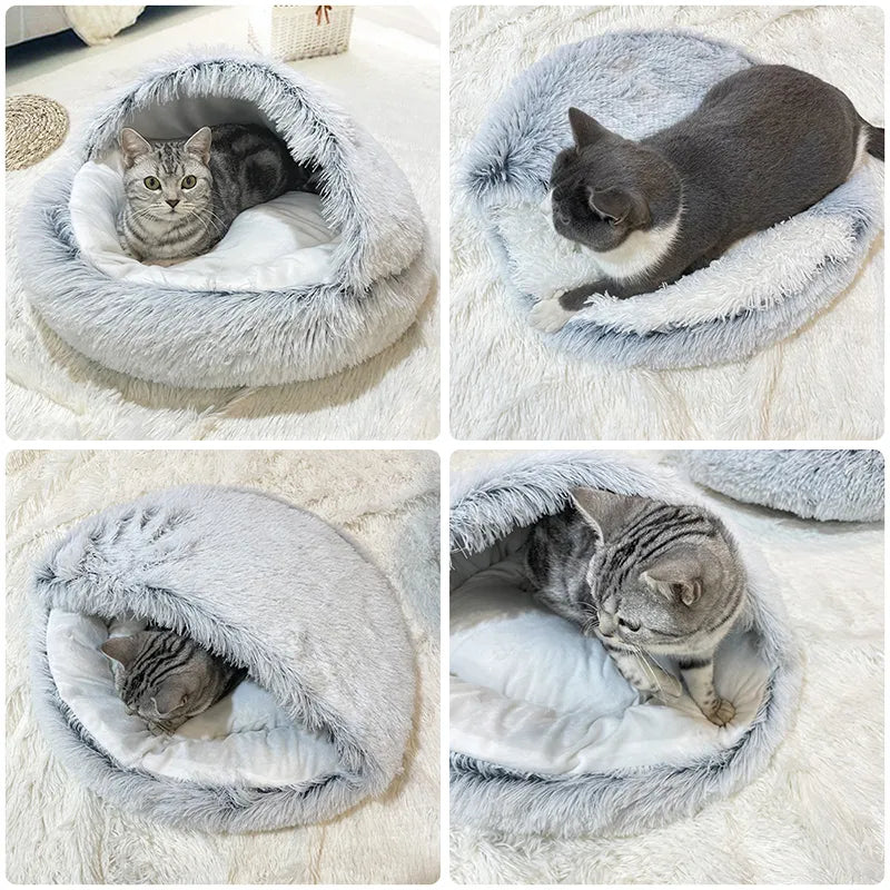 Winter Long Plush Pet Cat Bed