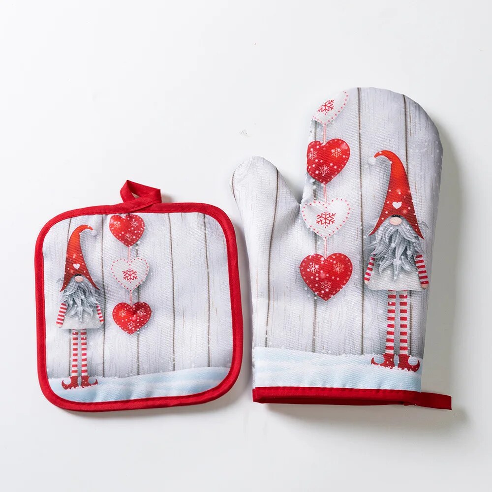 2Pcs/set Christmas Heat Insulation Oven Gloves