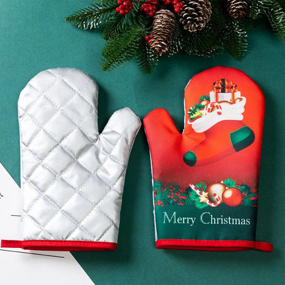 2Pcs/set Christmas Heat Insulation Oven Gloves