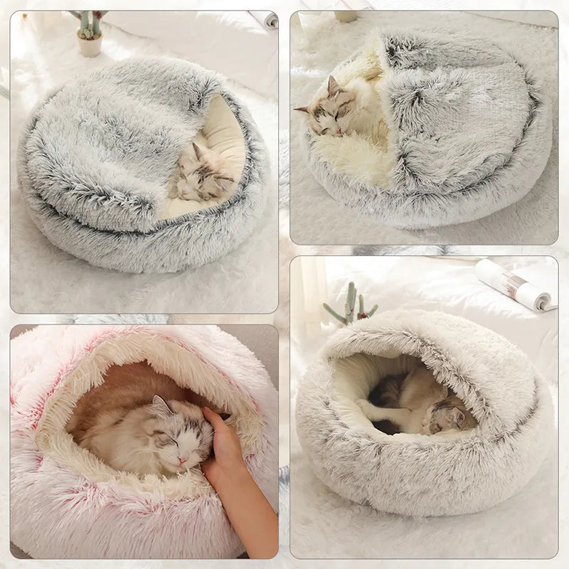 Winter Long Plush Pet Cat Bed